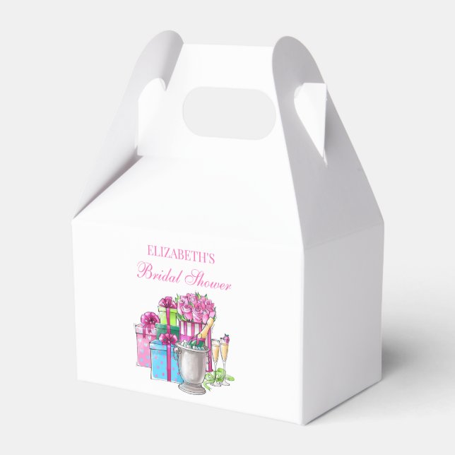 Whimsical Gifts Champagne Roses Bridal Shower Favor Boxes (Front Side)