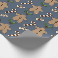 Gingerbread Santa Candy Cane Pattern Wrapping Paper, Zazzle