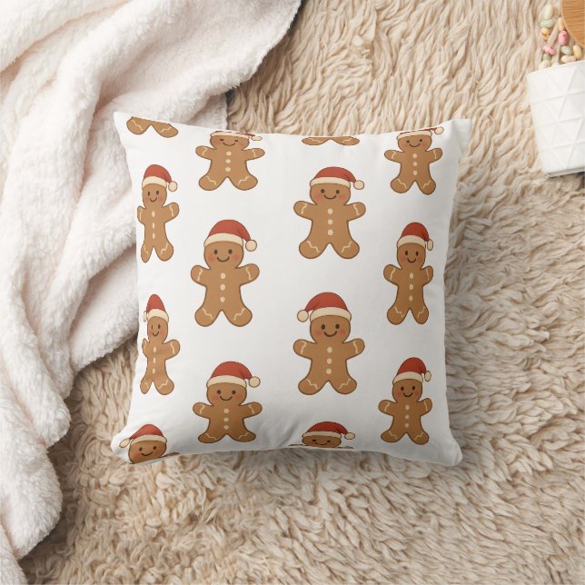 Whimsical Gingerbread Christmas Throw Pillow (Blanket)