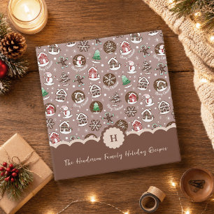 Whimsical Gingerbread Family Holiday Recipe 3 Ring Binder