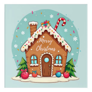 Whimsical Gingerbread House Christmas Scene Acrylic Print