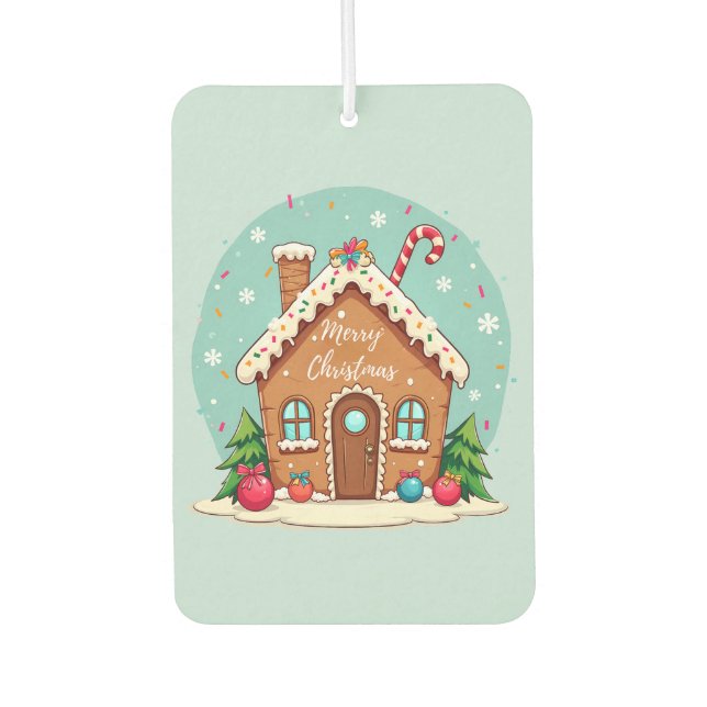 Whimsical Gingerbread House Christmas Scene Air Freshener (Front)