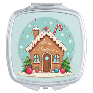 Whimsical Gingerbread House Christmas Scene Compact Mirror