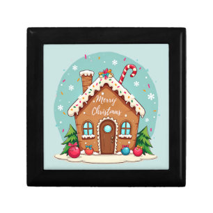 Whimsical Gingerbread House Christmas Scene Gift Box