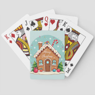 Whimsical Gingerbread House Christmas Scene Poker Cards