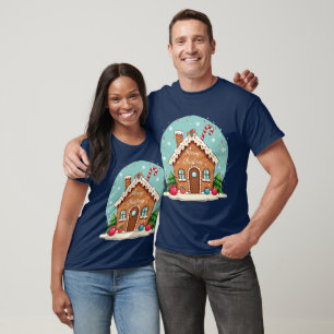 Whimsical Gingerbread House Christmas Scene T-Shirt