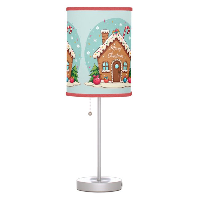 Whimsical Gingerbread House Christmas Scene Table Lamp (Right)