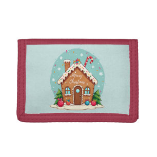 Whimsical Gingerbread House Christmas Scene Trifold Wallet