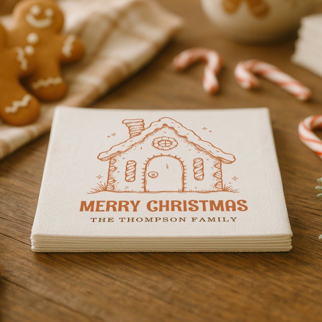 Whimsical Gingerbread House Merry Christmas Napkins (Creator Uploaded)