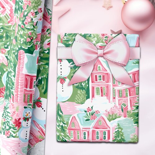 Whimsical Gingerbread Pastel Pink Christmas Wrapping Paper