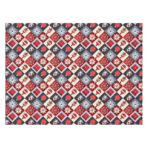 Whimsical Gingham Christmas Patchwork Quilt Tablecloth