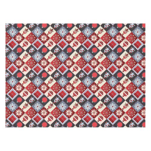 Whimsical Gingham Christmas Patchwork Quilt Tablecloth