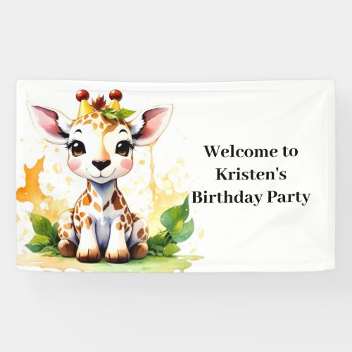 Whimsical Giraffe Adventure Safari Birthday Banner