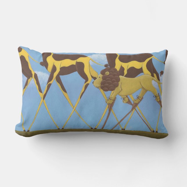 Whimsical Giraffe and Lion Pillow (Front)