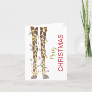 Whimsical Giraffe Legs With Lights Christmas Holiday Card