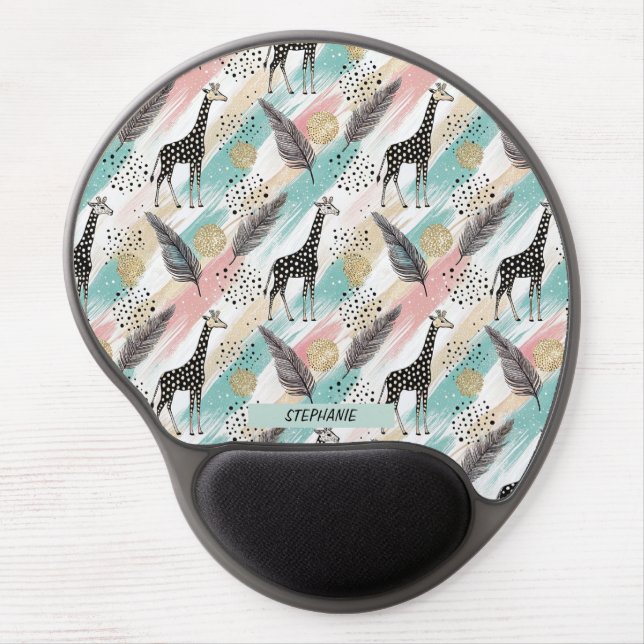 Whimsical Giraffe Polka Dot Pattern – Pastel Gel Mouse Pad (Front)