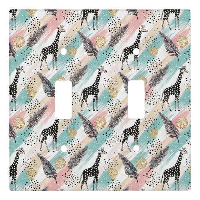 Whimsical Giraffe Polka Dot Pattern – Pastel Light Switch Cover (Front)
