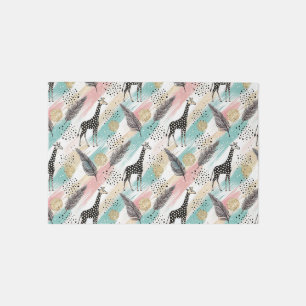 Whimsical Giraffe Polka Dot Pattern – Pastel Outdoor Rug