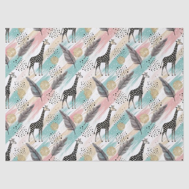Whimsical Giraffe Polka Dot Pattern – Pastel Tissue Paper (Front)