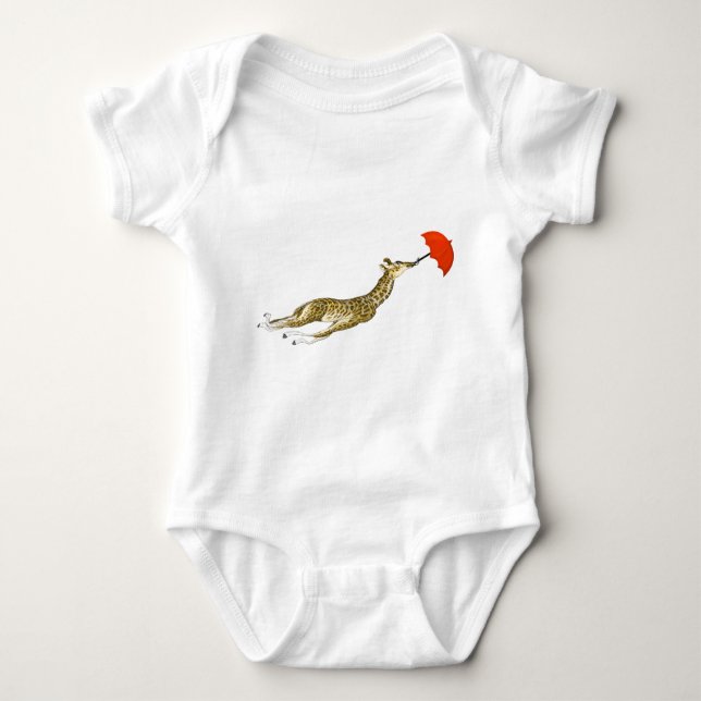 Whimsical Giraffe Red Umbrella T-shirts (Front)