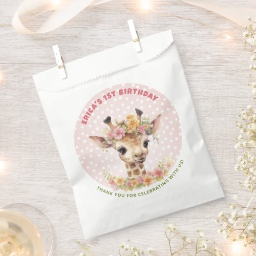 Whimsical Giraffe Wild Party Baby Girl Birthday Favor Bag