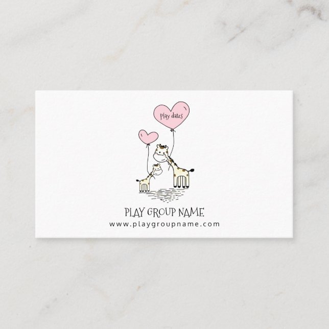 Whimsical Giraffes Custom Mom & Kid's Play Group Calling Card (Front)
