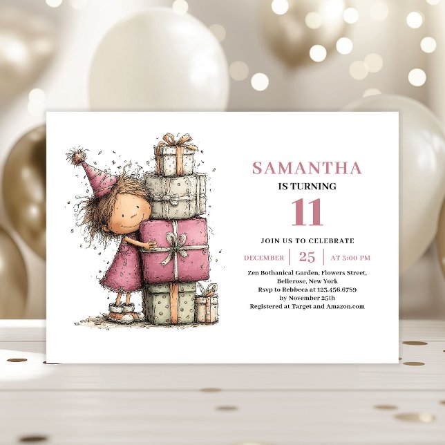Whimsical Girl 11th Birthday Invite Printable (Whimsical Girl 11th Birthday Invite Printable)