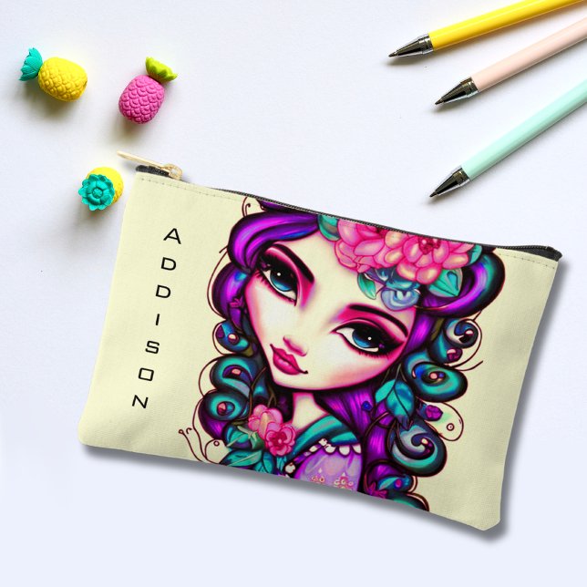 Whimsical Girl Artistic Small Accessory Pouch (Creator Uploaded)