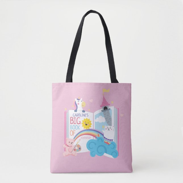 Whimsical Girl Book Tote Bag (Front)
