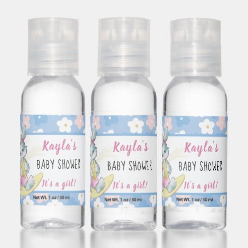 Whimsical Girl Bunny Baby Shower Hand Sanitizer