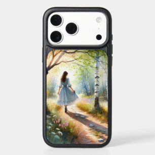 Whimsical Girl Dancing Through Birch Forest iPhone 17 Pro Max Case