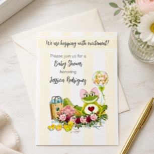 Whimsical Girl Frog Baby Shower Invitation 