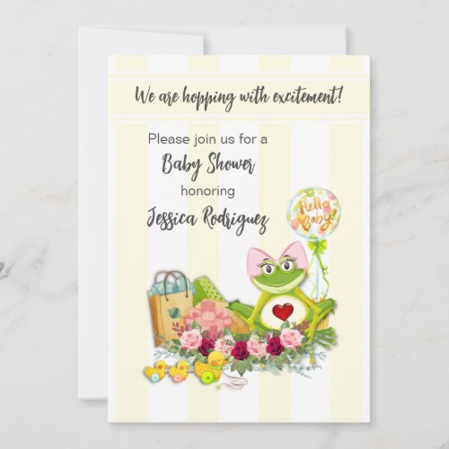 Whimsical Girl Frog Baby Shower Invitation 