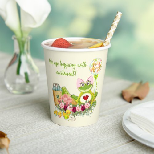 Whimsical Girl Frog Baby Shower Paper Cups