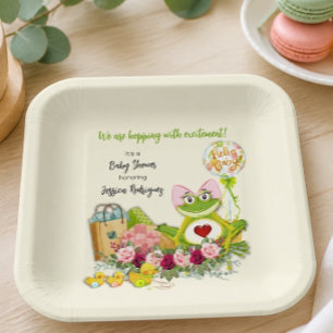 Whimsical Girl Frog Baby Shower Personalized Paper Plates