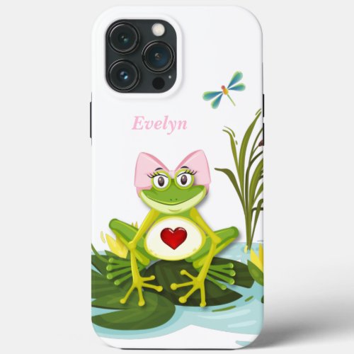 Whimsical Girl Frog  Personalized iPhone 13 Pro Max Case