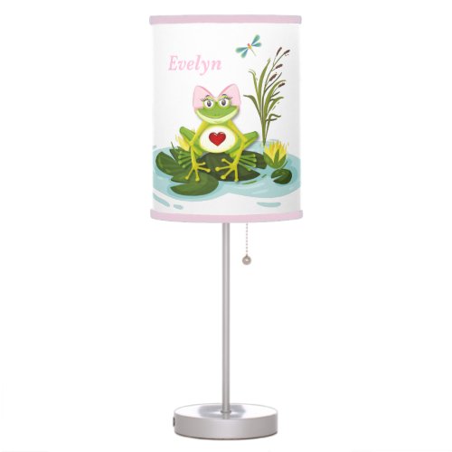 Whimsical Girl Frog  Personalized Tall Table Lamp