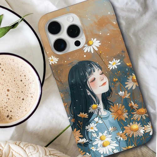 Whimsical Girl in Daisy Field April Birth Flower iPhone 15 Pro Max Case