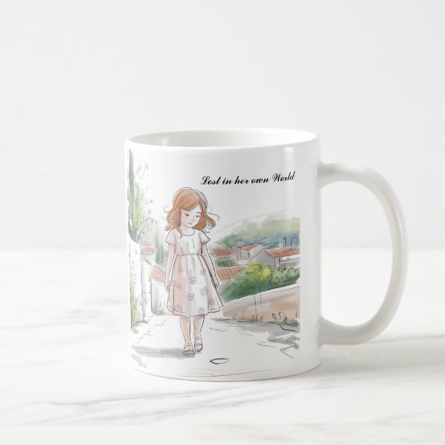 Whimsical Girl in Nature - Peaceful Moment Mug (Right)
