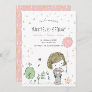Whimsical Girl Kids Toddlers Birthday Invitation