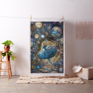 Whimsical Girl Like Alice In Wonderland Forest  Fabric