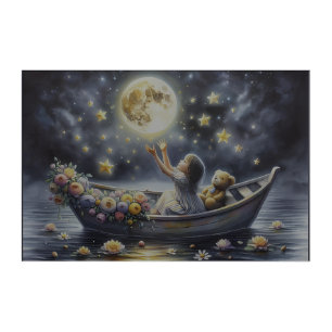 Whimsical Girl Moon Dream Fantasy Scene Acrylic Print