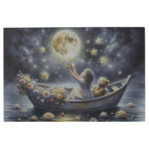 Whimsical Girl Moon Dream Fantasy Scene Metal Print
