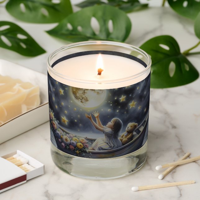 Whimsical Girl Moon Dream Fantasy Scene Scented Candle (Lit)