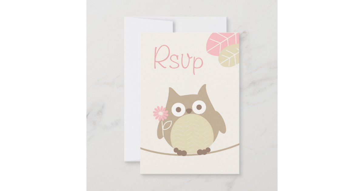 Whimsical Girl Owl Baby Shower Rsvp Zazzle Com