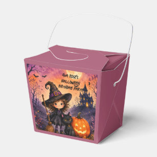Whimsical Girl Witch Halloween Birthday Party Favor Boxes
