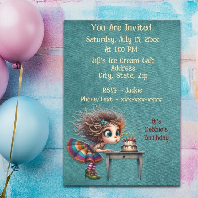 Whimsical Girl's Birthday Wish Moment Invitation (Creator Uploaded)