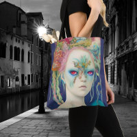 Whimsical Girls Face Nymph Fairy Witch Magical Tote Bag
