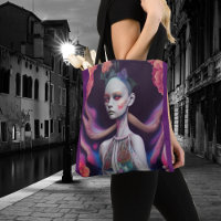 Whimsical Girls Face Nymph Fairy Witch Magical Tote Bag