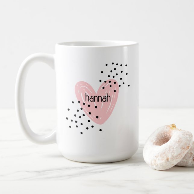 Whimsical Girls Heart Cute Customized Mug (With Donut)